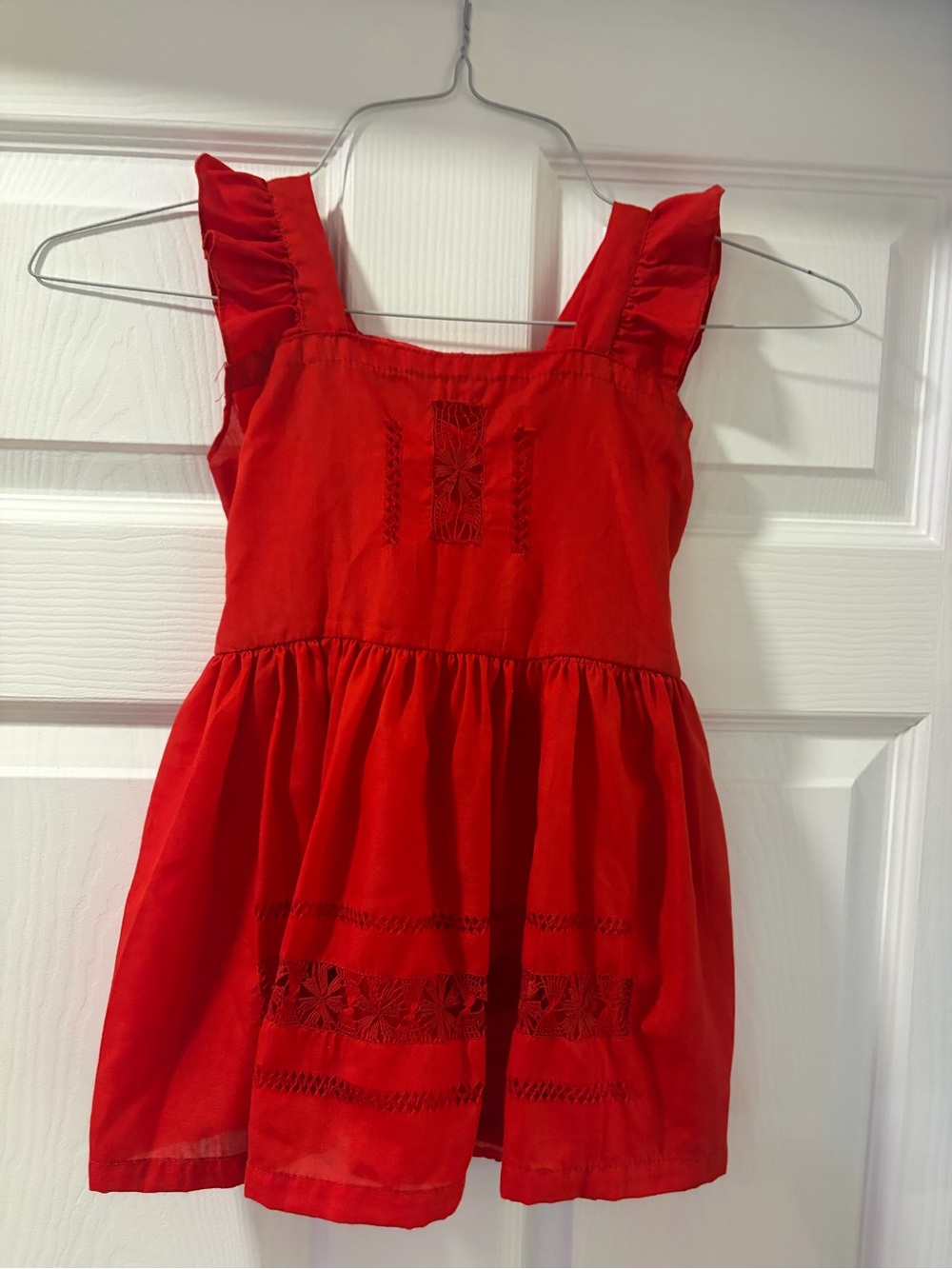 Girls Sleeveless Red Embroidered Sundress - Handmade in MX